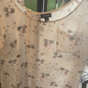 Torrid Ivory Bicycle Print Blouse